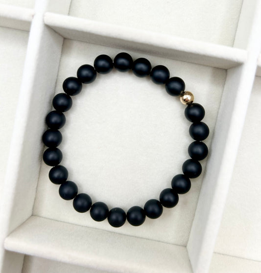 Men's Black Onyx Gold Filled Bracelet