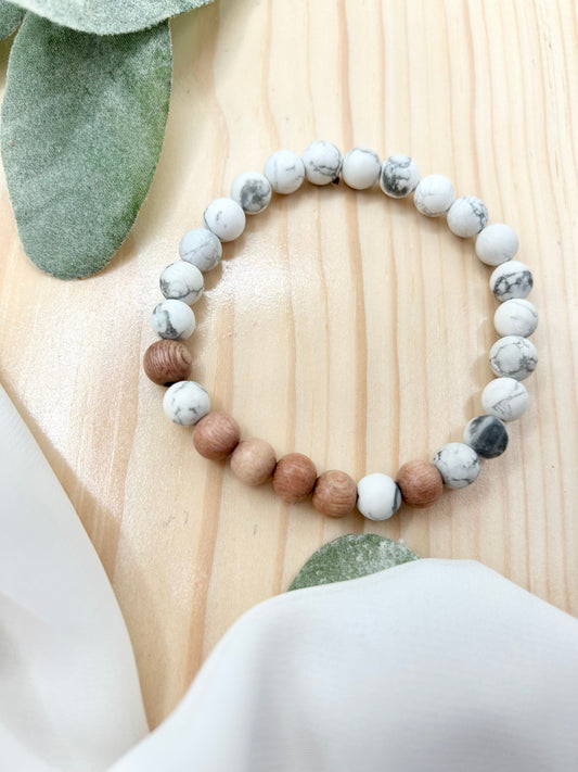 Men's White Howlite Rosewood Bracelet