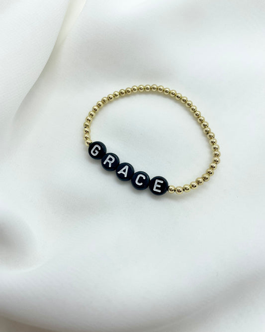 The Name Bracelet- Black Beads